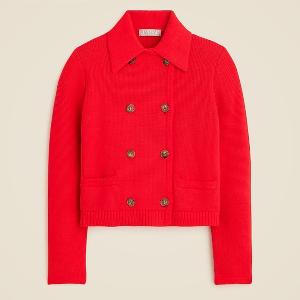 J Crew Marielle cropped cardigan CK498 SZ XS Red NWT